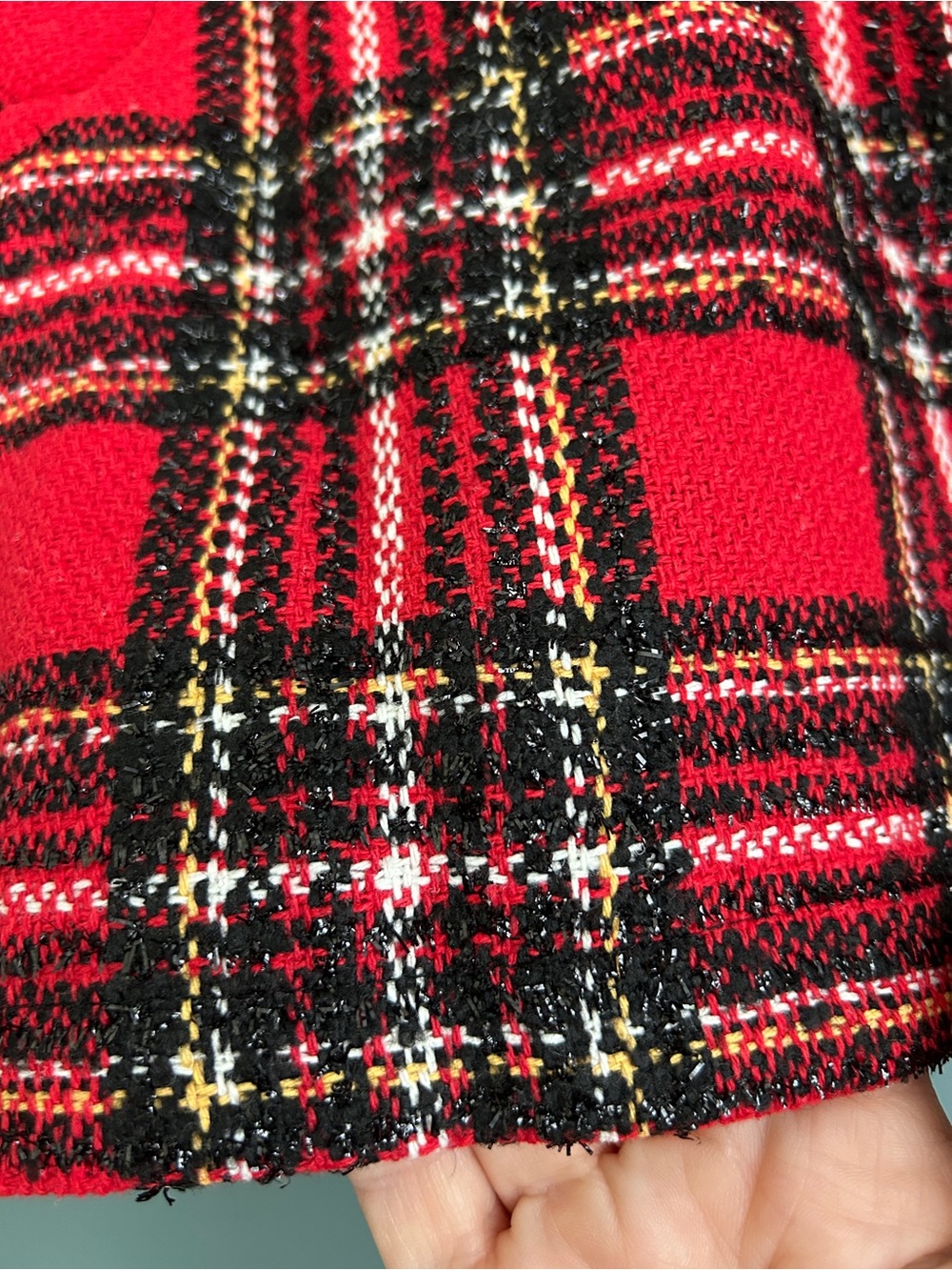 SHEIN Red Plaid Black Metallic High-Waist Shorts Size Small - Picture 4 of 9